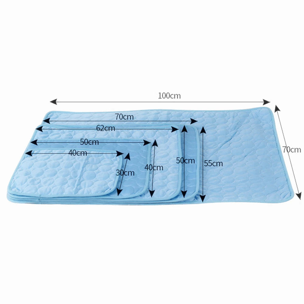 Pet Cooling Mat Dog Cat Sleeping Pad Cool Ice Silk Moisture-Proof Mattress Cushion Summer Small Animal Cold Bed 5 Sizes